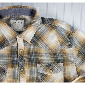 BKE Vintage Pearl Snap Plaid Long Sleeve Western Rodeo Shirt in Men's Size 2XL